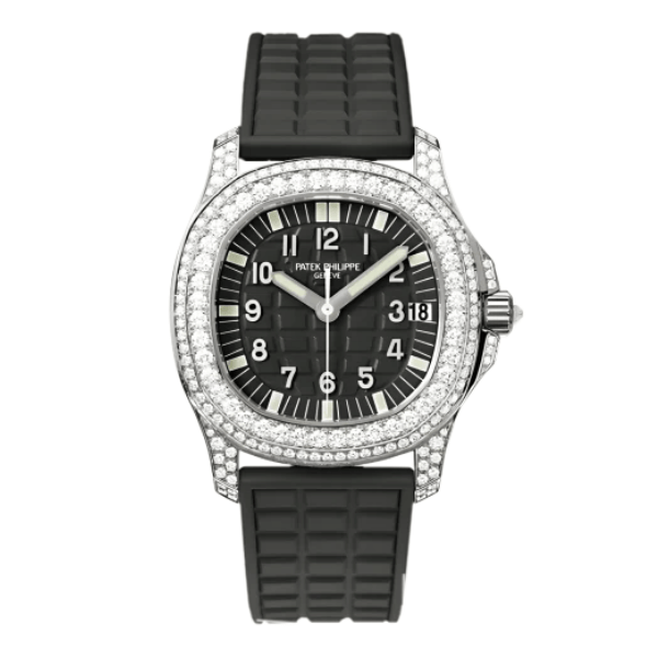 Patek Philippe Aquanaut 5067A-025 35.6mm Black Dial Full Moissanite Steel