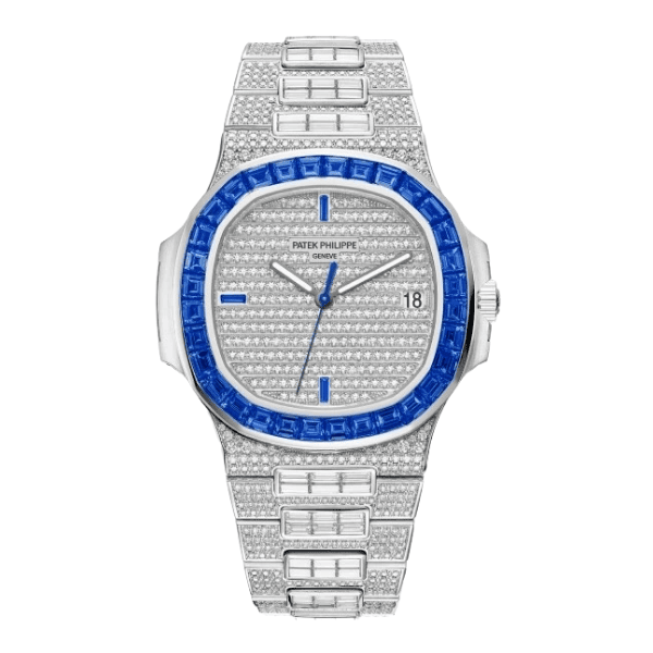 Patek Philippe Nautilus 5711/1A 40mm Demi Baugette Blue Full Moissanite HongKong