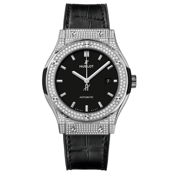 Hublot Classic Fusion Diamonds Moissanite Pave 38mm Black Dial