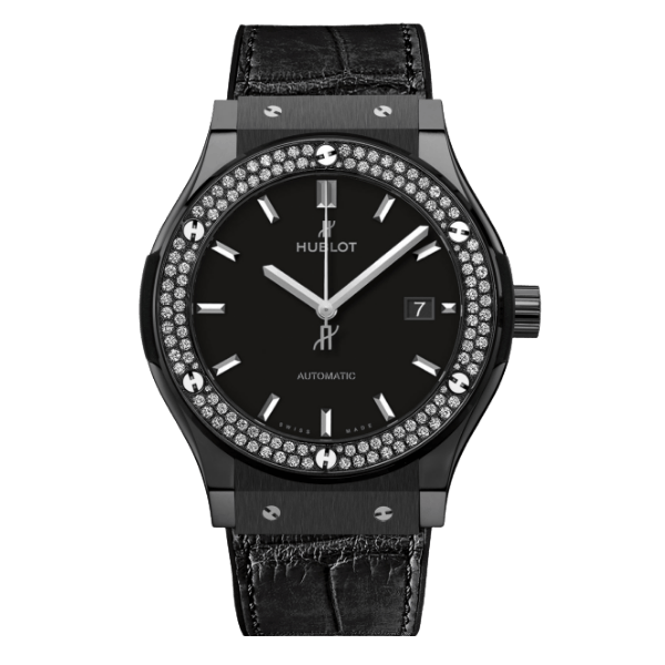 Hublot Classic Fusion Ceramic Diamonds 42mm Black Dial JJZ