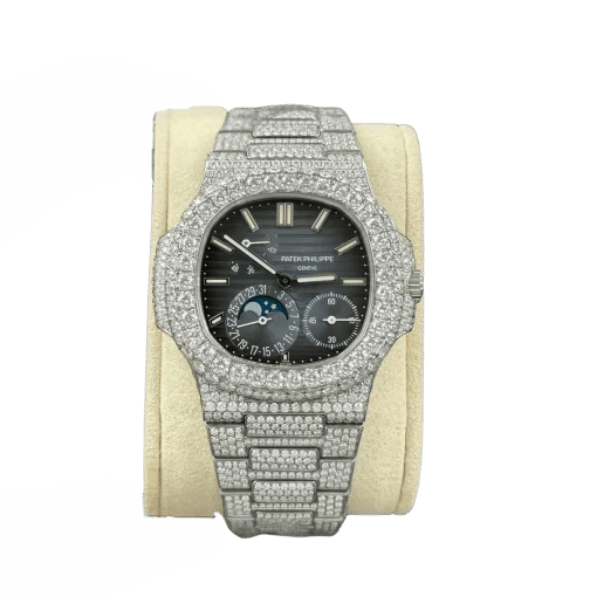 Patek Philippe Nautilus 5712/1A 40mm Blue Dial Full Moissanite Hongkong