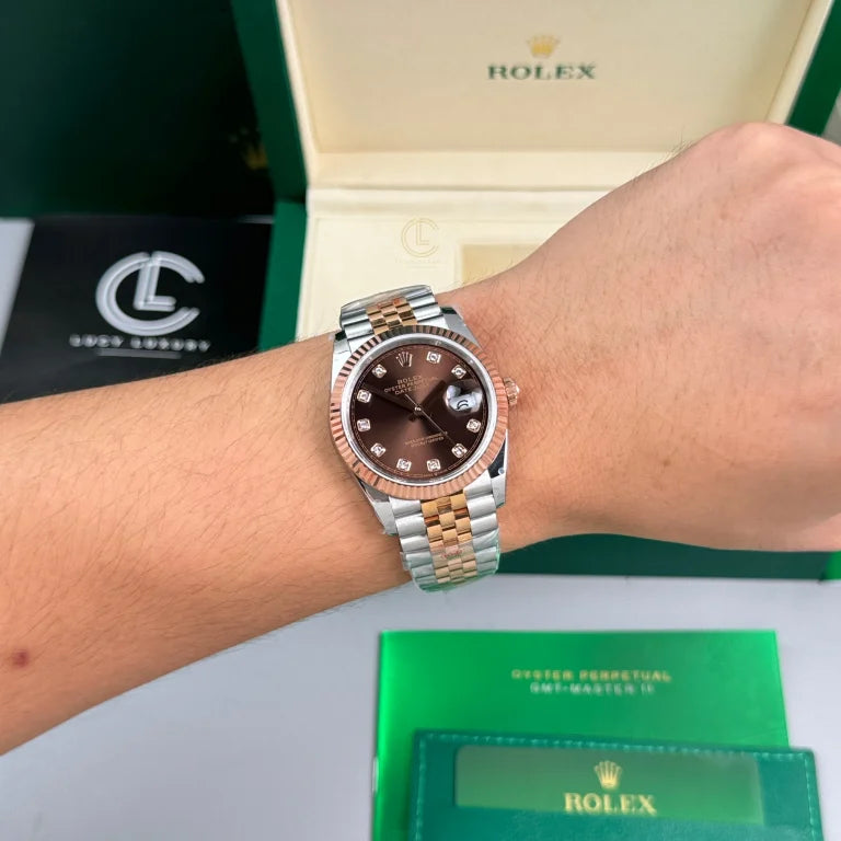 Rolex Datejust 36mm Demi Rose Gold Chocolate
