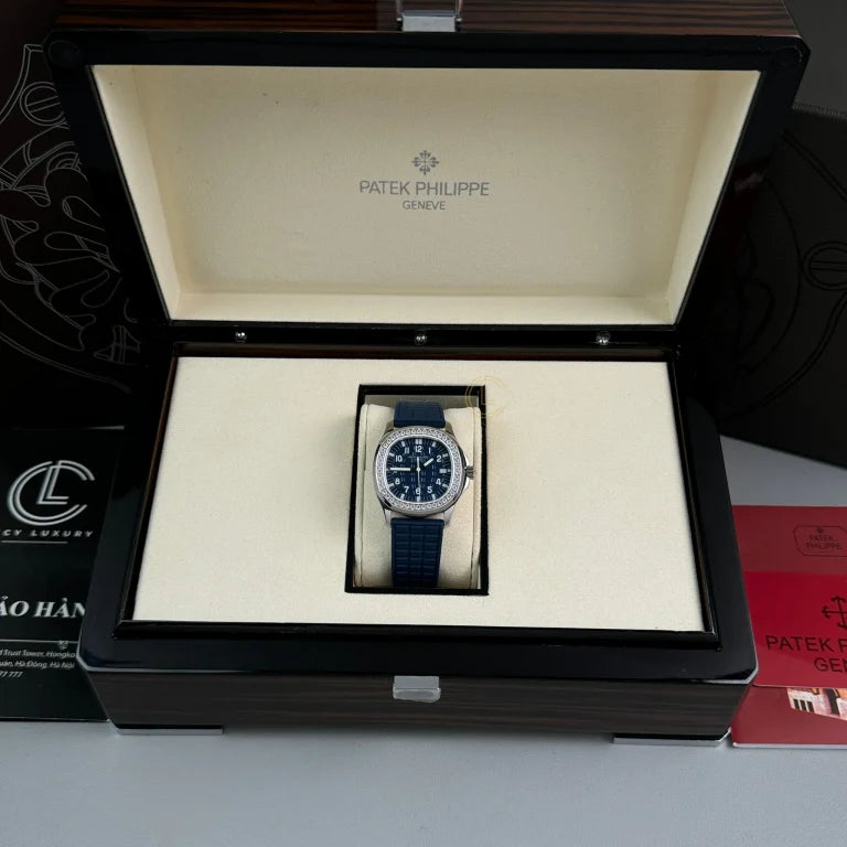 Patek Philippe Aquanaut 5067A-025 35.6mm Blue Dial Diamond Bezel Moissanite Steel