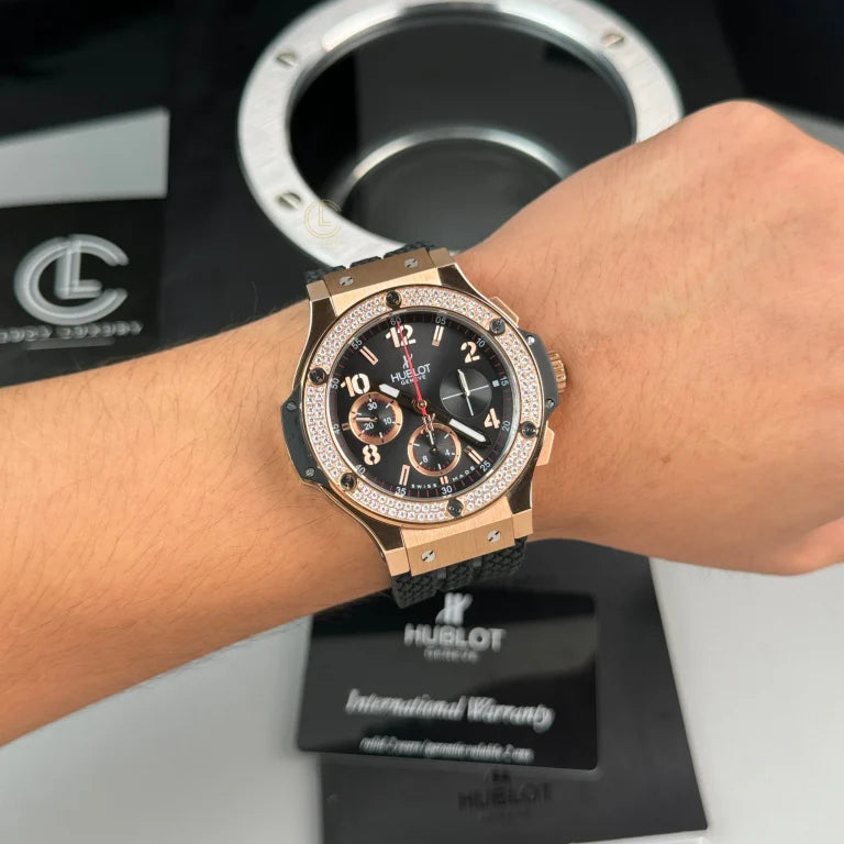 Hublot Big Bang Diamonds 44mm Black Dial Rose Gold ETA.7750
