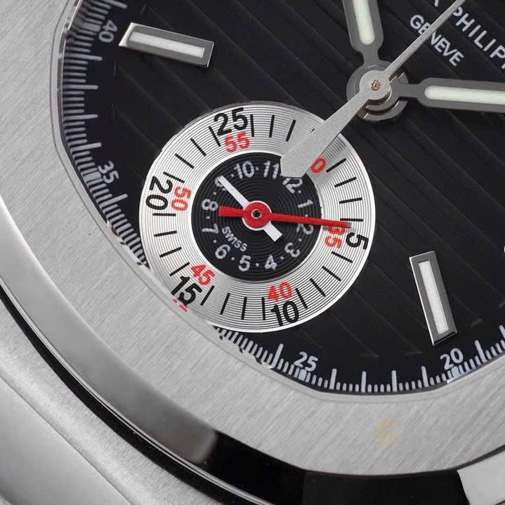 Patek Philippe Nautilus Chronograph 5980/1A-014 40.5mm Black Dial with Leather Strap