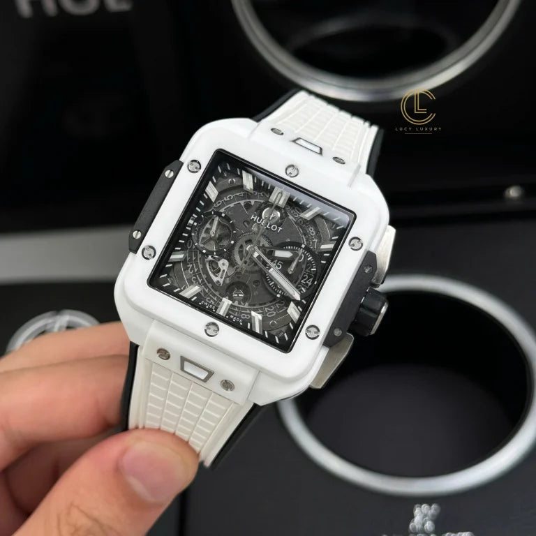 Hublot Square Bang Unico 821.HX.0170.RX 821HX0170RX 42mm White Dial Ceramic