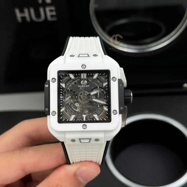 Hublot Square Bang Unico 821.HX.0170.RX 821HX0170RX 42mm White Dial Ceramic