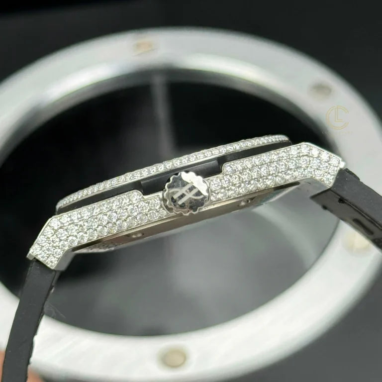 Hublot Classic Fusion SKULL Full Diamonds Moissanite Pave 42mm Black Dial