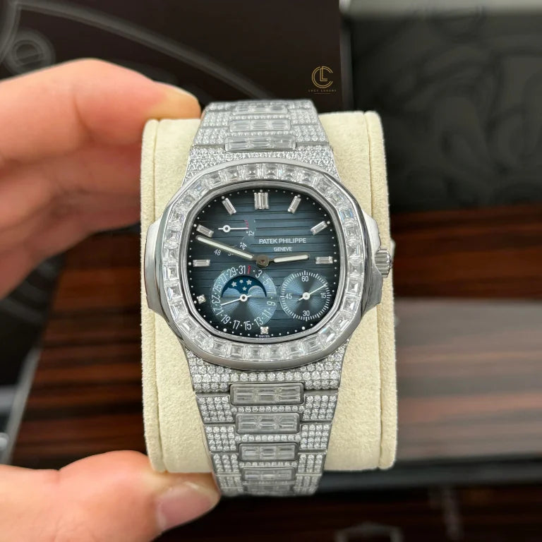 Patek Philippe Nautilus 5712/1A 40mm Custom Full Moissanite Baguette HongKong