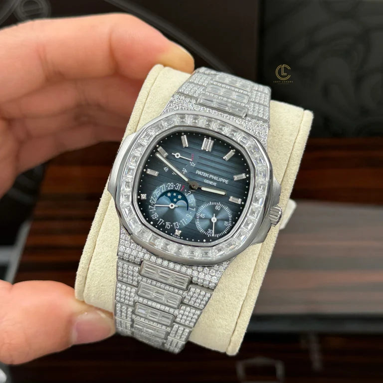 Patek Philippe Nautilus 5712/1A 40mm Custom Full Moissanite Baguette HongKong