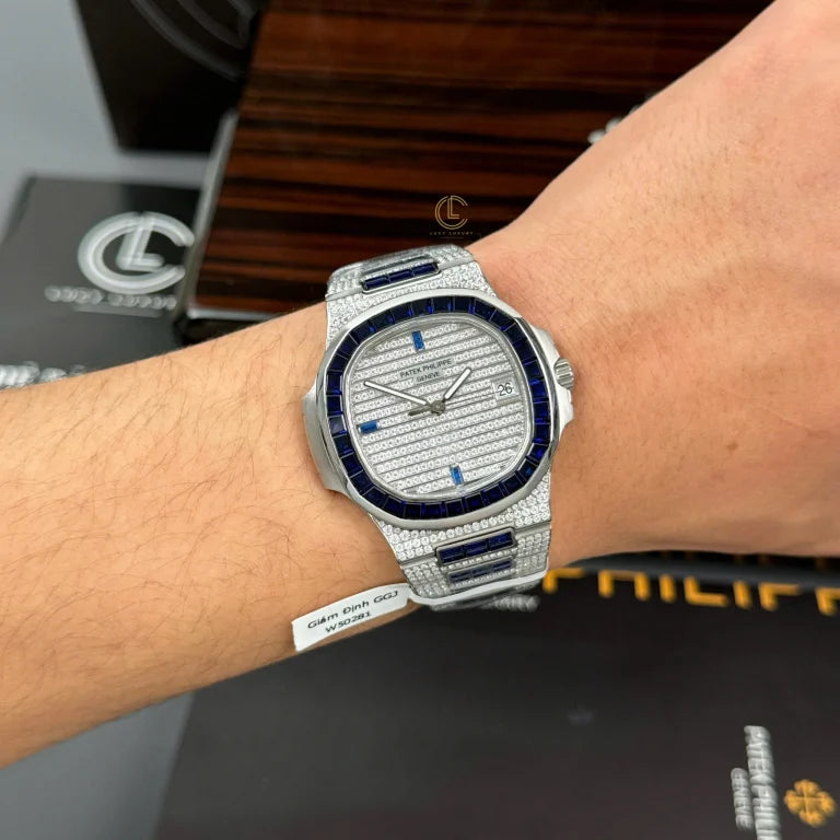 Patek Philippe Nautilus 5711/1A 40mm Demi Baugette Blue Full Moissanite HongKong