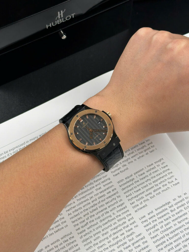 Hublot Classic Fusion Ceramic Carbon Dial King Gold JJZ 42mm Base